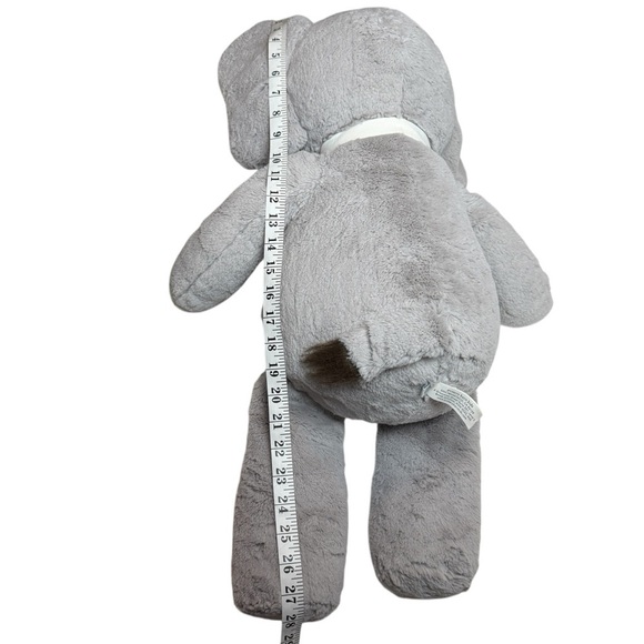 Pottery Barn Kids PBK Gray Elephant Beaded Feet Soft Grey Plush Bow Stuffed BIG - Picture 10 of 15